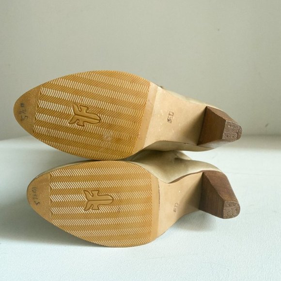 Vintage Frye Light Beige Leather Unique Knee High Boots 6.5 - Picture 9 of 15